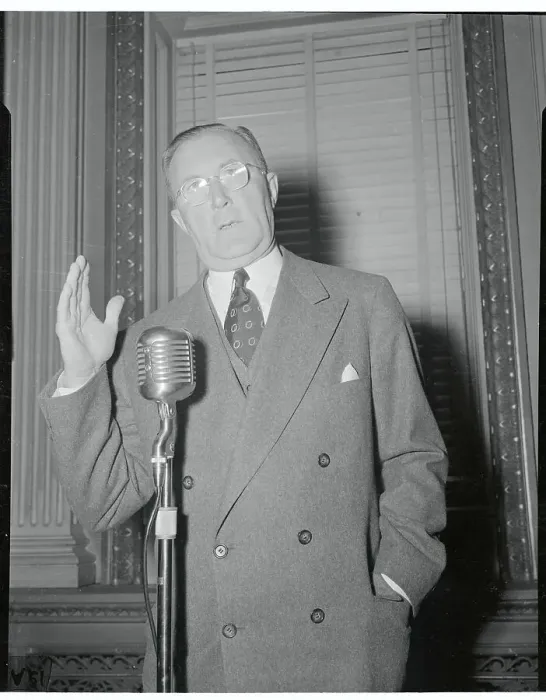 Framed Print : Economy Negotiator Charles E. Wilson Gesturing at Microphone Framed Print : Economy Negotiator Charles E. Wilson Gesturing at Microphone