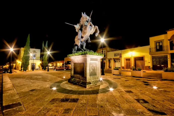 Framed Print : Ecuestre del ApAostol Santiago el Mayor statue - in Queretaro, Mexico - at night Framed Print : Ecuestre del ApAostol Santiago el Mayor statue - in Queretaro, Mexico - at night