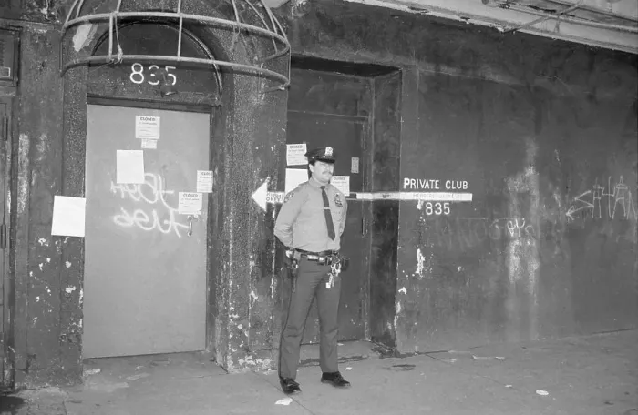 Framed Print : Ed Koch. Policemen stands guard at the Mineshaft Framed Print : Ed Koch. Policemen stands guard at the Mineshaft