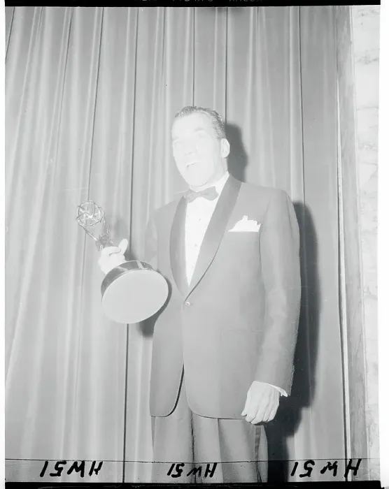 Framed Print : Ed Sullivan Holding His Trophy Framed Print : Ed Sullivan Holding His Trophy
