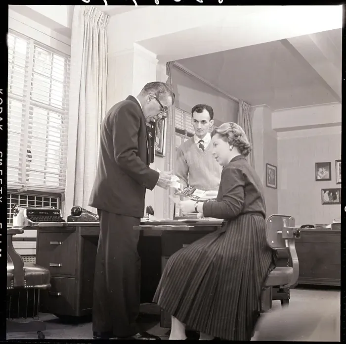 Framed Print : Ed Sullivan in Office with Secretary
