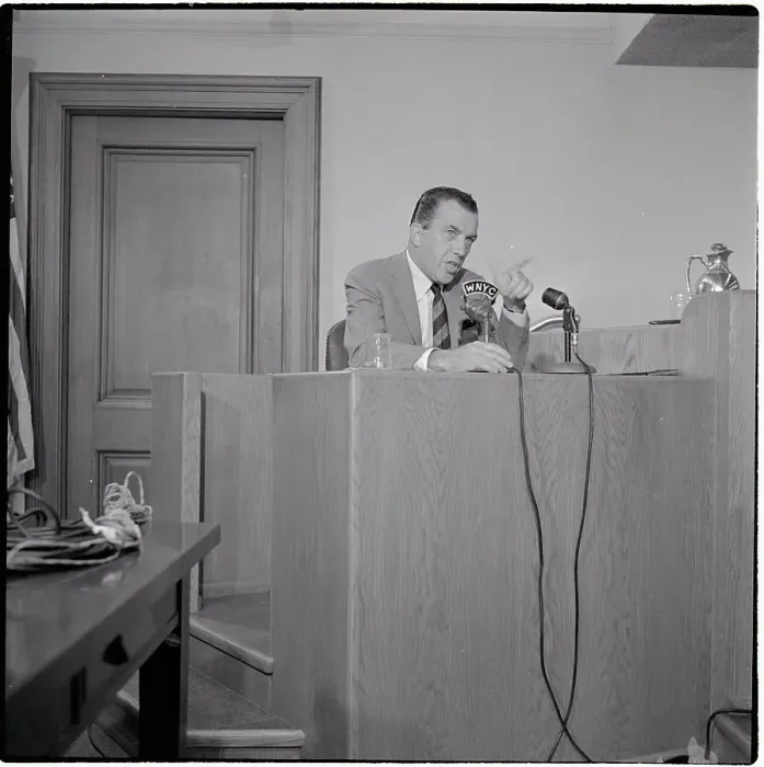 Framed Print : Ed Sullivan Points; Testifis Into Mic Framed Print : Ed Sullivan Points; Testifis Into Mic