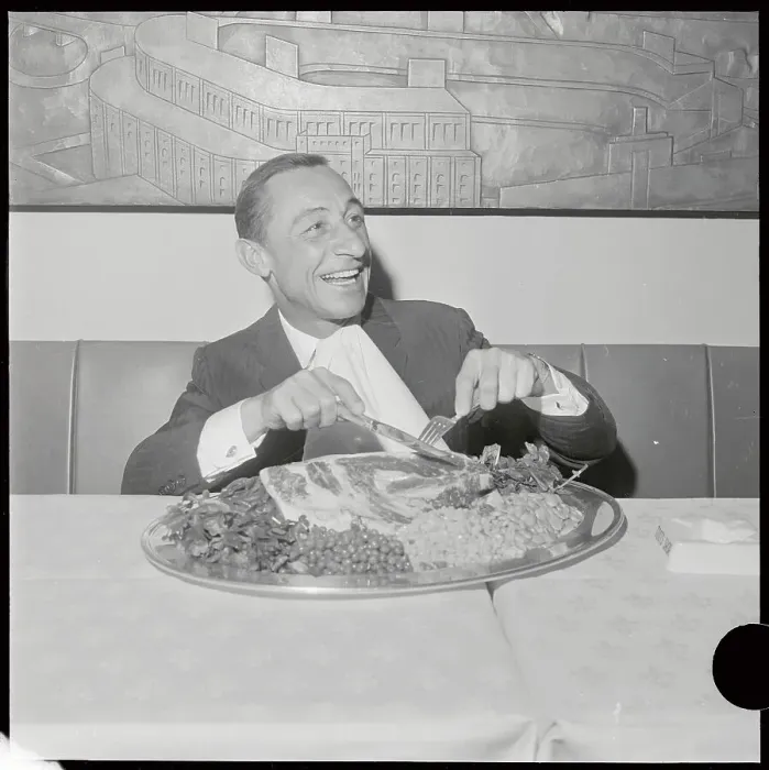 Framed Print : Eddie Arcaro Eating Huge Plate of Food Framed Print : Eddie Arcaro Eating Huge Plate of Food