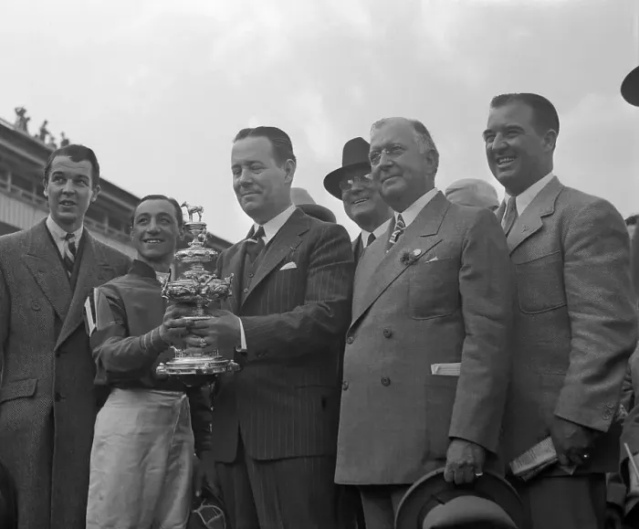 Framed Print : Eddie Arcaro and Warren Wright Holding Woodlawn Vase Framed Print : Eddie Arcaro and Warren Wright Holding Woodlawn Vase