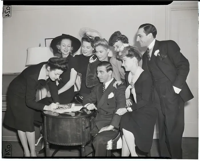 Framed Print : Eddie Cantor Signing Members to Buy Bonds Framed Print : Eddie Cantor Signing Members to Buy Bonds