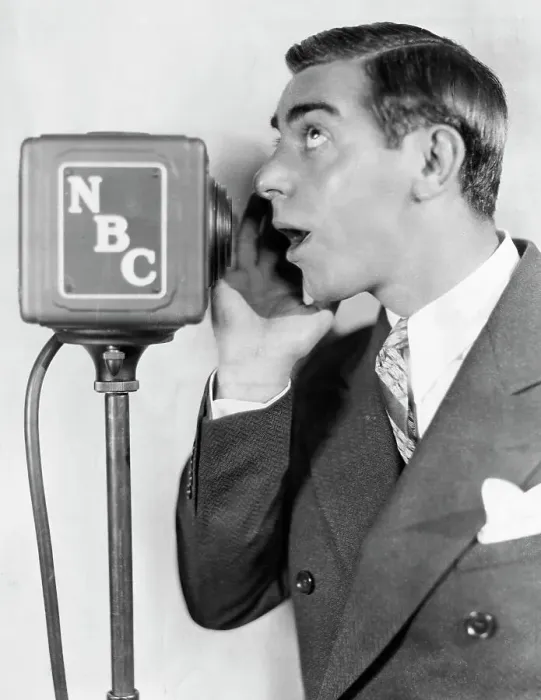 Framed Print : Eddie Cantor Talking Into A Microphone Framed Print : Eddie Cantor Talking Into A Microphone