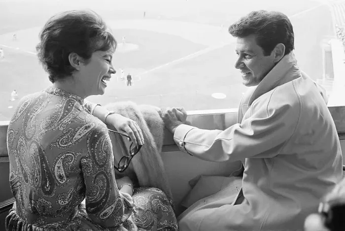 Framed Print : Eddie Fisher Laughing with Juliet Prowse Framed Print : Eddie Fisher Laughing with Juliet Prowse
