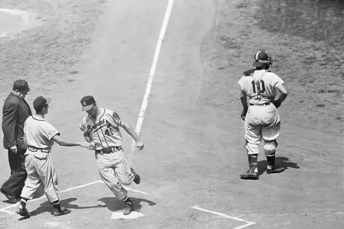 Framed Print : Eddie Mathews Returning to Home Plate Framed Print : Eddie Mathews Returning to Home Plate