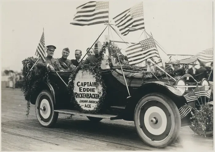 Framed Print : Eddie Rickenbacker Riding in Parade Framed Print : Eddie Rickenbacker Riding in Parade