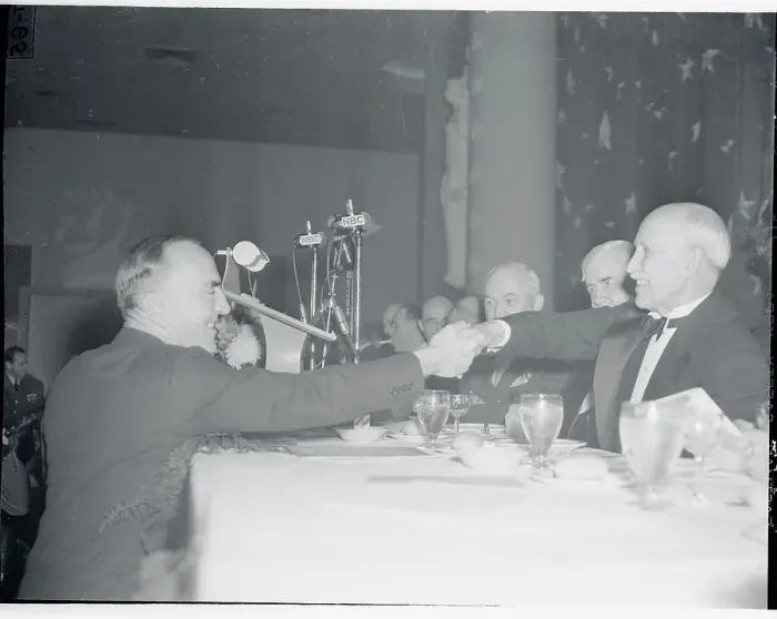 Framed Print : Eddie Rickenbacker Shaking Hands with Orville Wright Framed Print : Eddie Rickenbacker Shaking Hands with Orville Wright