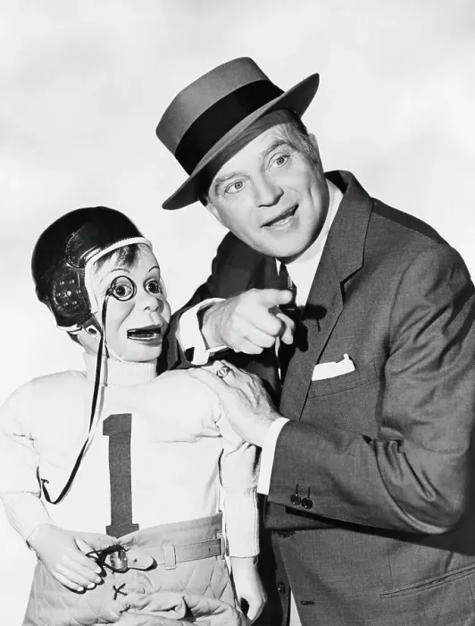 Framed Print : Edgar Bergen with Charlie McCarthy in Football Uniform