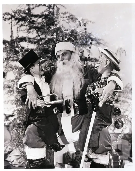 Framed Print : Edgar Bergen as Santa Claus with Dummies Framed Print : Edgar Bergen as Santa Claus with Dummies