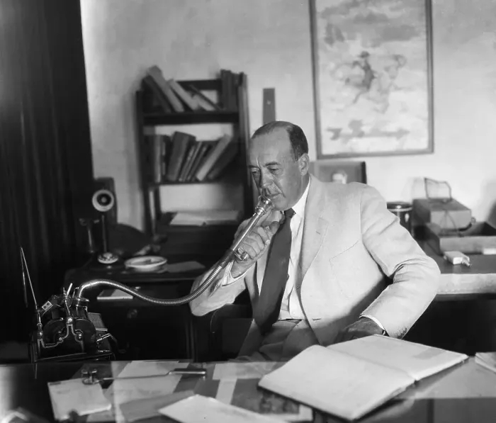 Framed Print : Edgar Rice Burroughs Dictating In Study Framed Print : Edgar Rice Burroughs Dictating In Study