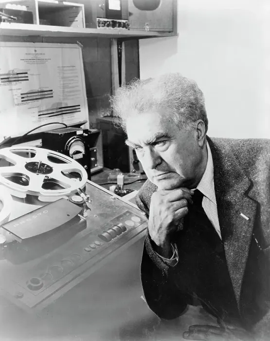 Framed Print : Edgard Varese Listening to His Poeme Electronique Framed Print : Edgard Varese Listening to His Poeme Electronique
