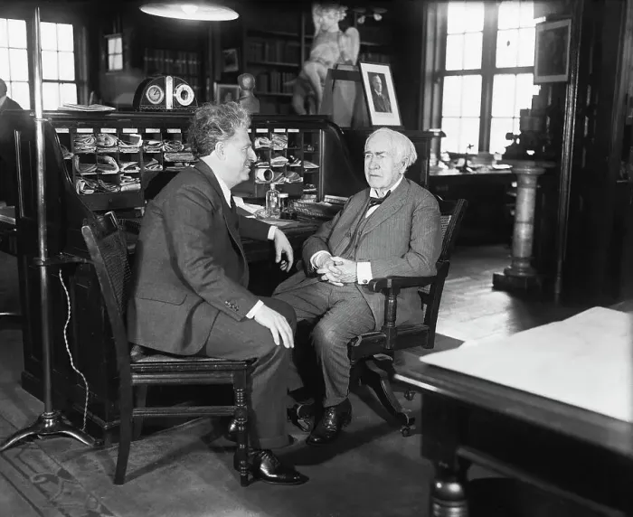Framed Print : Edison And Martinelli Discuss Contract Framed Print : Edison And Martinelli Discuss Contract