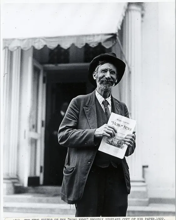 Framed Print : Editor of Hobo News with His Paper Framed Print : Editor of Hobo News with His Paper