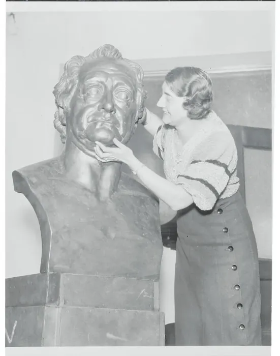Framed Print : Edna Strong Admiring Sculpture Framed Print : Edna Strong Admiring Sculpture