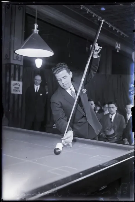 Framed Print : Edouard Horeman Taking A Hard Pool Shot