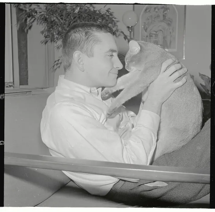 Framed Print : Edward Albee Holding Cat Framed Print : Edward Albee Holding Cat