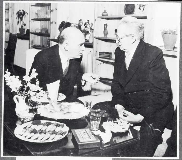 Framed Print : Edward B. Lawson Talking with Itzhak Ben Zvi Framed Print : Edward B. Lawson Talking with Itzhak Ben Zvi