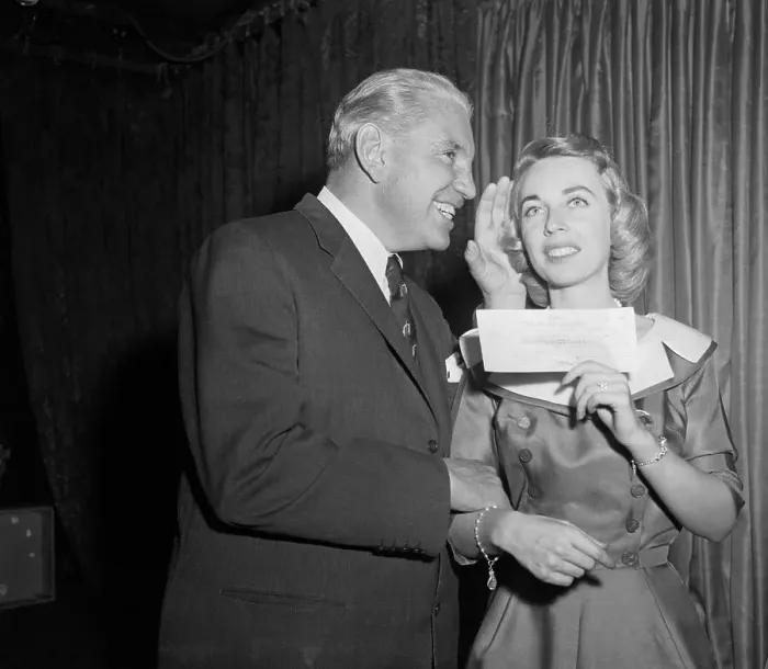 Framed Print : Edward Eagan Congratulating Joyce Brothers Framed Print : Edward Eagan Congratulating Joyce Brothers