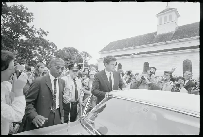 Framed Print : Edward Kennedy at Car Framed Print : Edward Kennedy at Car