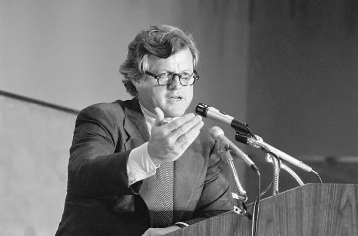 Framed Print : Edward Kennedy Gestures at Microphone Framed Print : Edward Kennedy Gestures at Microphone