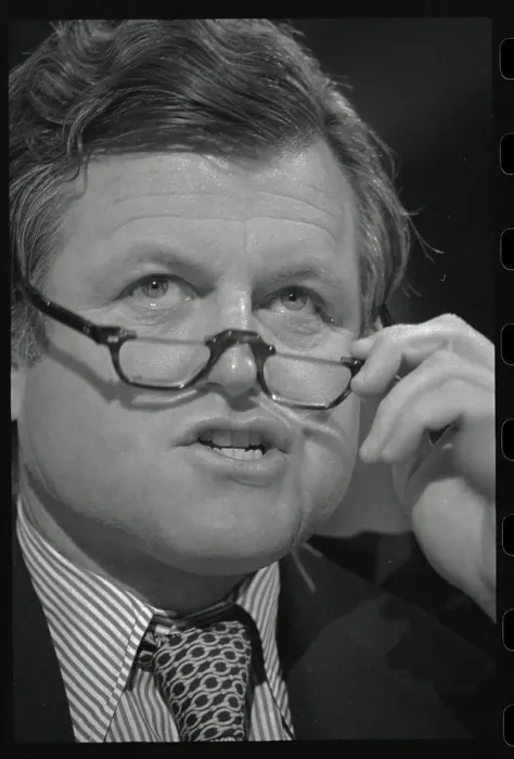 Framed Print : Edward Kennedy Holding His Glasses Framed Print : Edward Kennedy Holding His Glasses