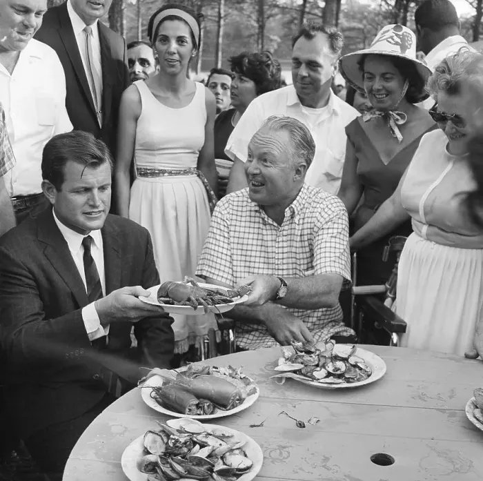 Framed Print : Edward Kennedy Holding plate of Food Framed Print : Edward Kennedy Holding plate of Food