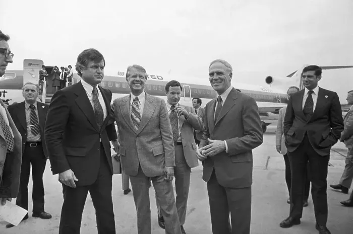 Framed Print : Edward Kennedy and Jimmy Carter near Airplane Framed Print : Edward Kennedy and Jimmy Carter near Airplane