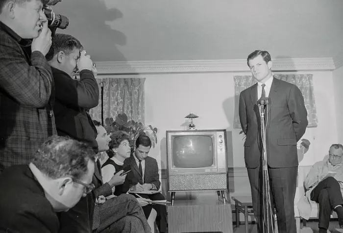 Framed Print : Edward Kennedy at a News Conference Framed Print : Edward Kennedy at a News Conference