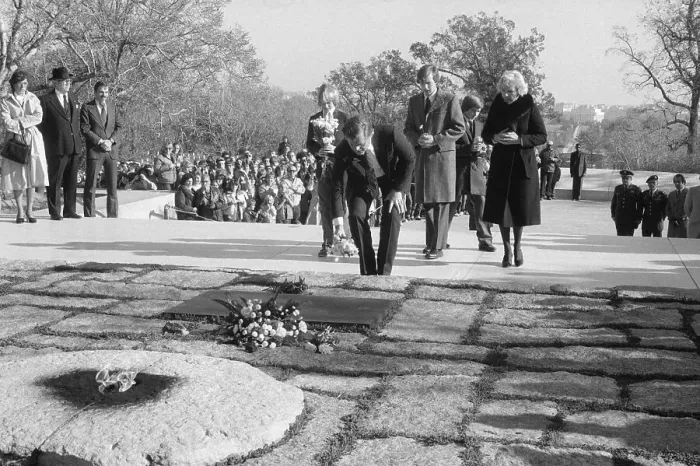 Framed Print : Edward Kennedy Places Flowers On Grave Framed Print : Edward Kennedy Places Flowers On Grave