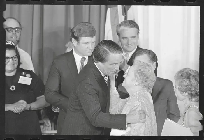 Framed Print : Edward Kennedy at R. Sargent Shriver Win Framed Print : Edward Kennedy at R. Sargent Shriver Win