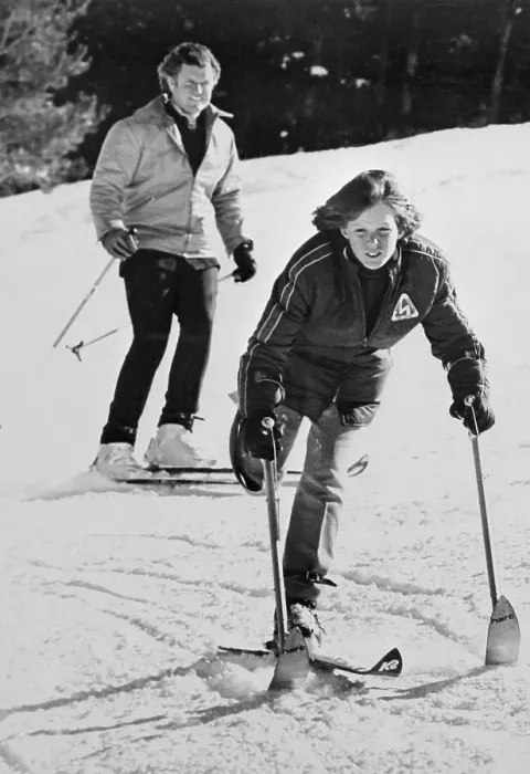 Framed Print : Edward Kennedy Skiing with Edward Kennedy Jr. Down Ski Slope Framed Print : Edward Kennedy Skiing with Edward Kennedy Jr. Down Ski Slope