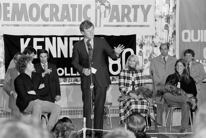 Framed Print : Edward Kennedy Sr. Speaking on a Campaign Tour