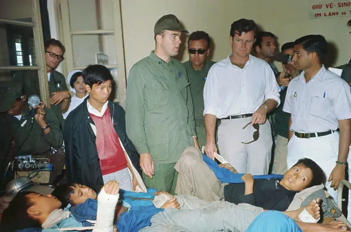 Framed Print : Edward Kennedy Visiting Hospital Patients Framed Print : Edward Kennedy Visiting Hospital Patients
