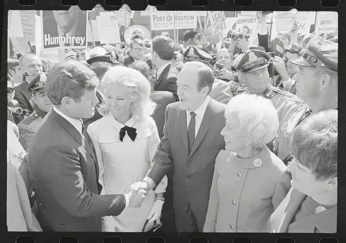 Framed Print : Edward Kennedy and Wife Meeting Hubert Humphrey Framed Print : Edward Kennedy and Wife Meeting Hubert Humphrey