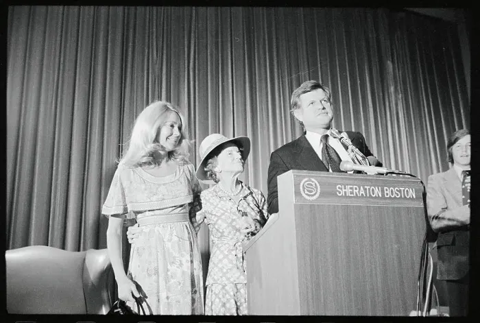 Framed Print : Edward Kennedy with Wife and Mother During Speech Framed Print : Edward Kennedy with Wife and Mother During Speech