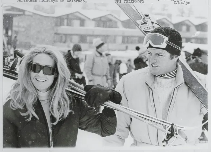 Framed Print : Edward Kennedy and Wife at Ski Resort Framed Print : Edward Kennedy and Wife at Ski Resort