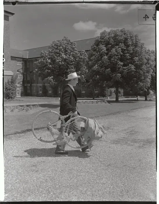 Framed Print : Edward Lynch Carrying Wrapped Bicycle Framed Print : Edward Lynch Carrying Wrapped Bicycle