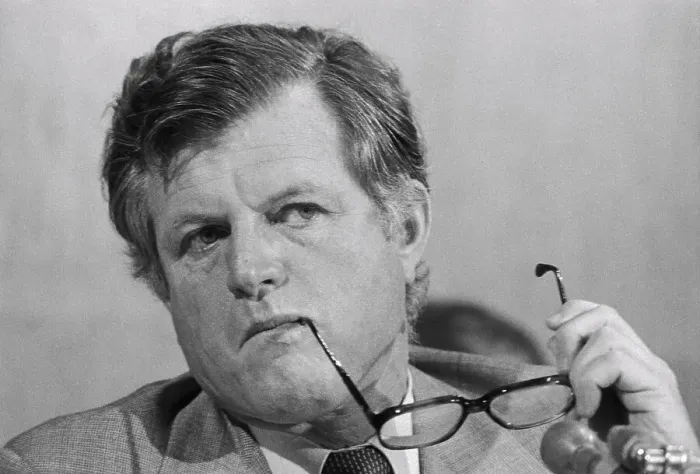 Framed Print : Edward M. Kennedy with Glasses in Mouth Framed Print : Edward M. Kennedy with Glasses in Mouth