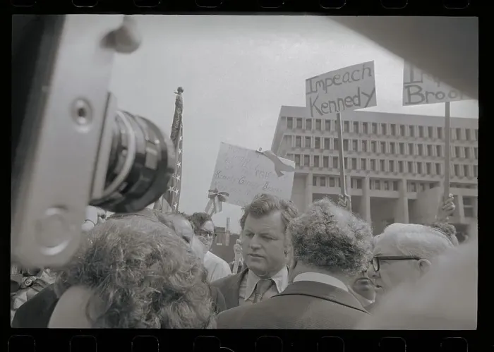 Framed Print : Edward M. Kennedy at a Protest