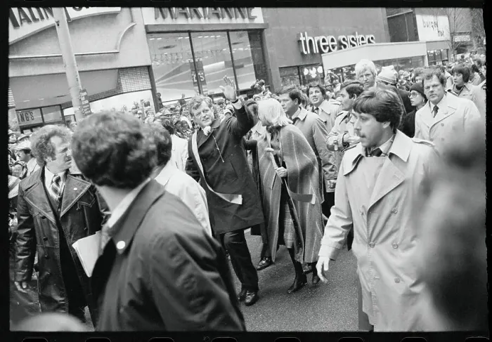 Framed Print : Edward M. Kennedy Waving to the Crowd