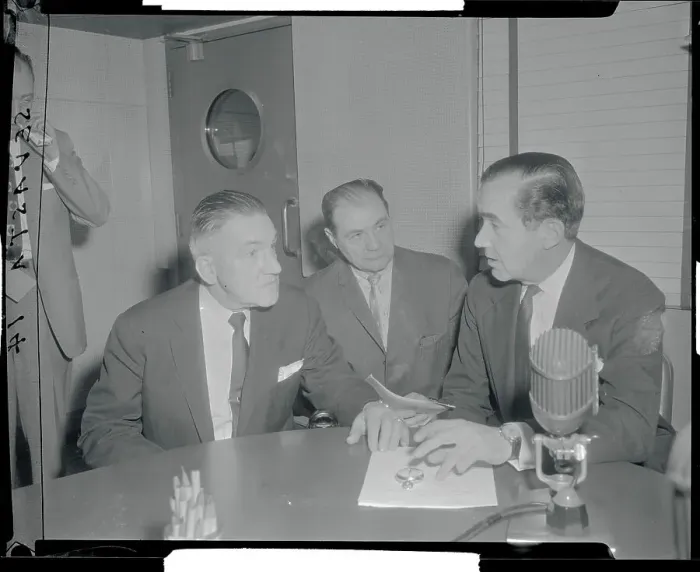 Framed Print : Edward R. Murrow Confiding with Politicians Framed Print : Edward R. Murrow Confiding with Politicians