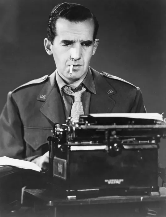Framed Print : Edward R. Murrow at a Typewriter Framed Print : Edward R. Murrow at a Typewriter