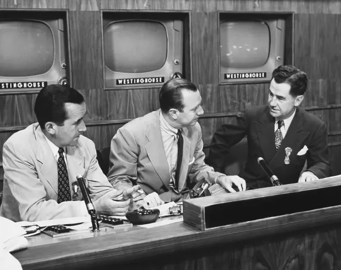 Framed Print : Edward R. Murrow, Walter Cronkite, and Lowell Thomas