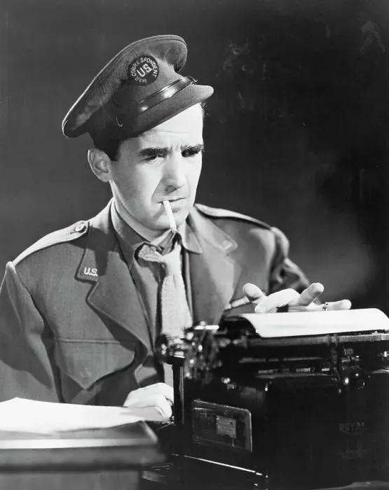 Framed Print : Edward R. Murrow Wearing Military Uniform and Typing Framed Print : Edward R. Murrow Wearing Military Uniform and Typing