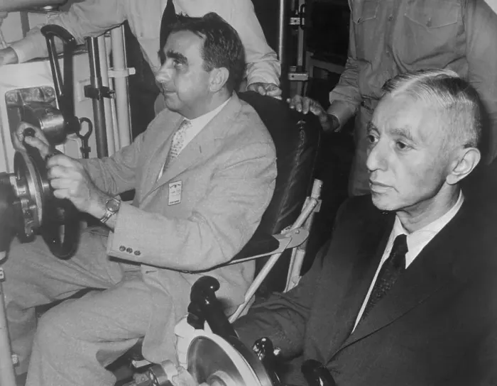 Framed Print : Edward Teller and Hyman Rickover Operating Submarine Framed Print : Edward Teller and Hyman Rickover Operating Submarine