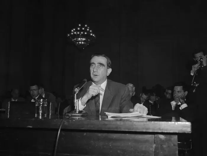Framed Print : Edward Teller Speaking at Microphone During H Bomb Hearing Framed Print : Edward Teller Speaking at Microphone During H Bomb Hearing