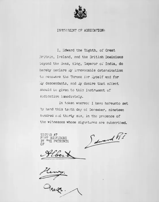 Framed Print : Edward VIII's Abdication Document Framed Print : Edward VIII's Abdication Document
